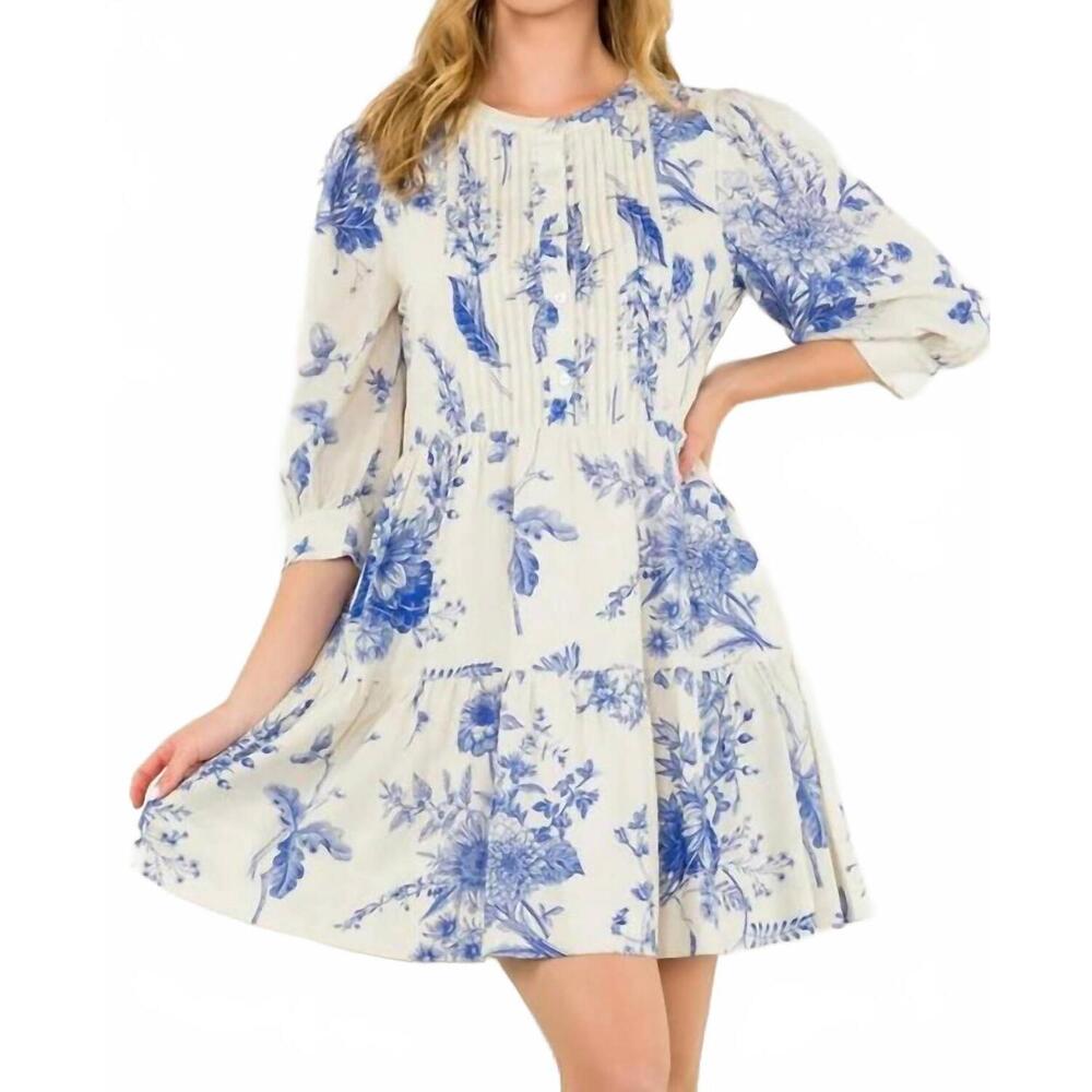 NEW THML fine china dress in blue